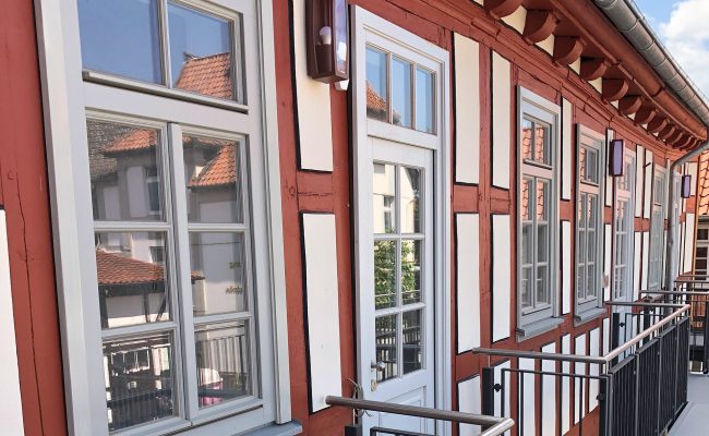 Umbau des ehemaligen Waisenhauses in Einbeck | Detail Fachwerk nach Fertigstellung